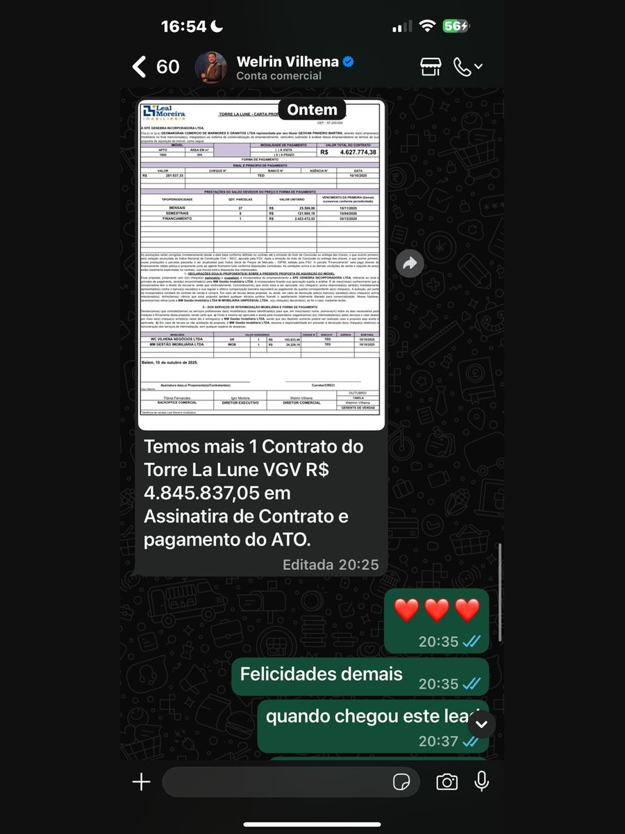 Contrato Torre La Lune VGV R$4.8mi — lead tráfego pago Leal Mídia